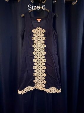 Lilly Pulitzer Navy Mini Dress with Ivory Lace Panel